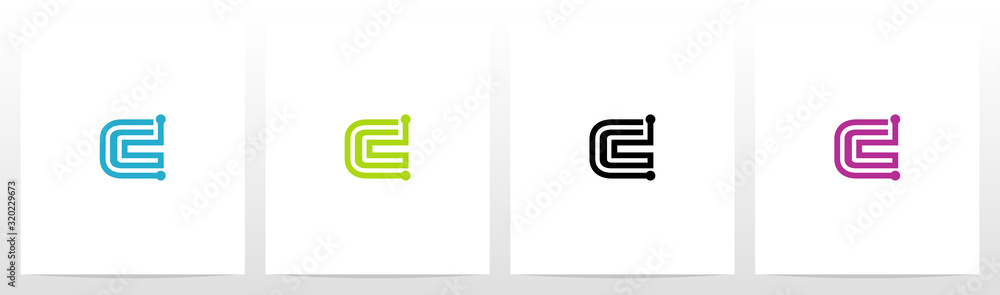 Parallel Lines With Nodes Formed Letter Logo Design C Parallel Lines With Nodes Formed Letter Logo Design C