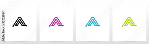 Parallel Lines With Nodes Formed Letter Logo Design A