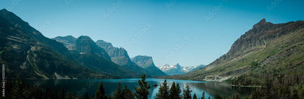 lake in the mountains of glacier national park