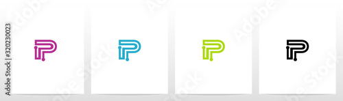 Parallel Lines With Nodes Formed Letter Logo Design P