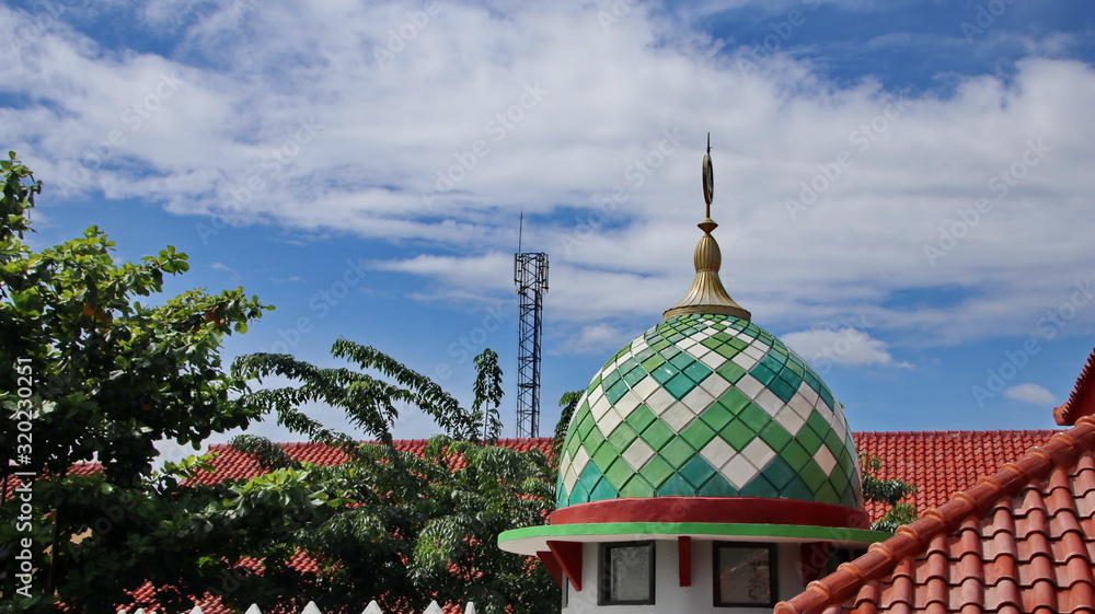 roof of the mosque, place of worship of Muslims, a fusion of Javanese and Middle Eastern edification of design