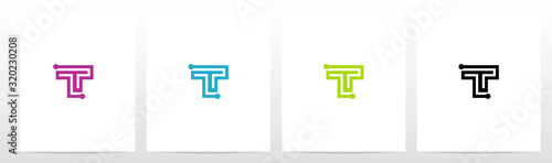Parallel Lines With Nodes Formed Letter Logo Design T