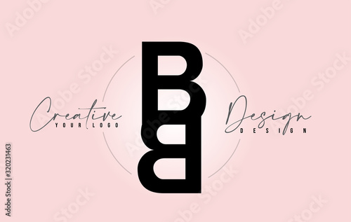 BB Letter Design Icon Logo with Letters one on top of each other Vector.