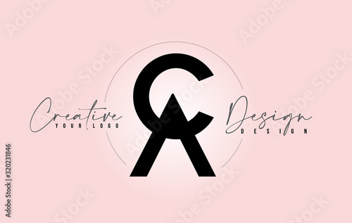 CA Letter Design Icon Logo with Letters one on top of each other Vector.