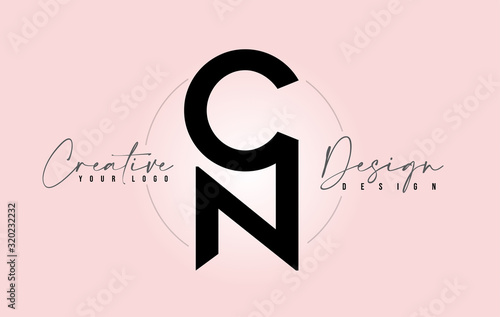 CN Letter Design Icon Logo with Letters one on top of each other Vector.