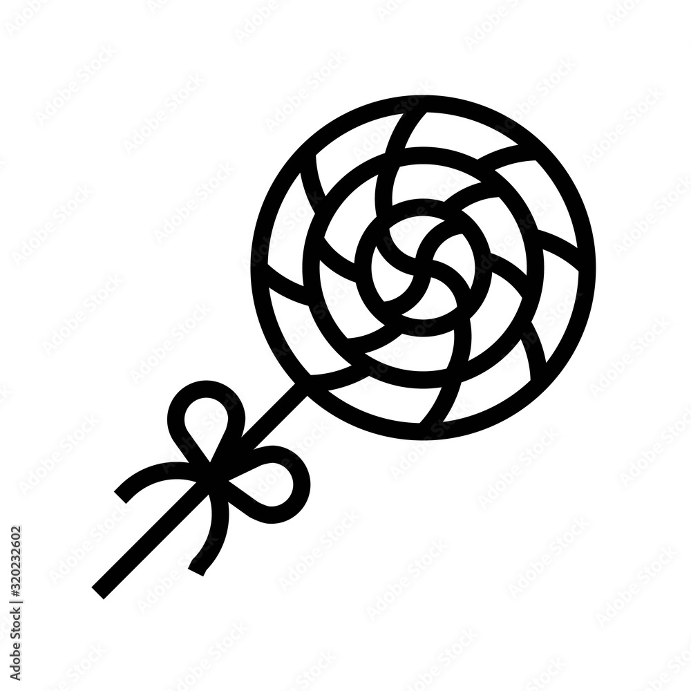 Lollipop with ribbon vector illustration, line style icon Lollipop with ribbon vector illustration, line style icon