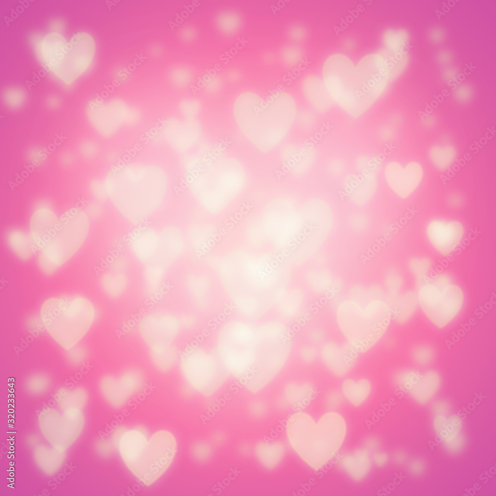 Heart bokeh texture/background/pattern to celebrate Valentine Day. Pastel colors. Yellow and pink. 