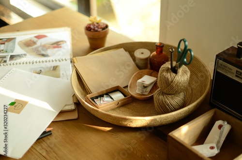 interior of a room and letter set