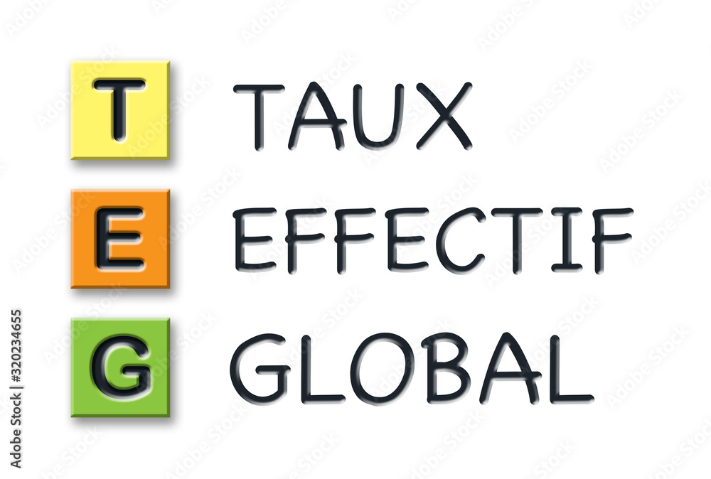 TEG initials in colored 3d cubes with meaning in french language TEG initials in colored 3d cubes with meaning in french language
