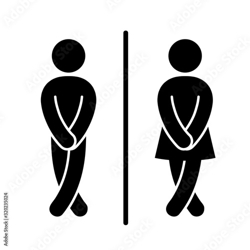 Funny wc toilet door plate symbols. WC sign Icon Vector Illustration on the white background. Vector man & woman icons. 