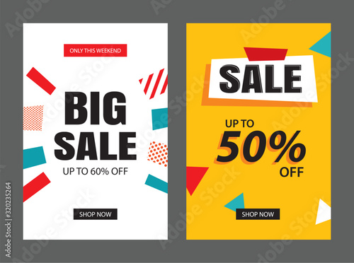 Set of sale banner templates. Vector illustrations for posters, mobile shopping, email and newsletter designs, ads.