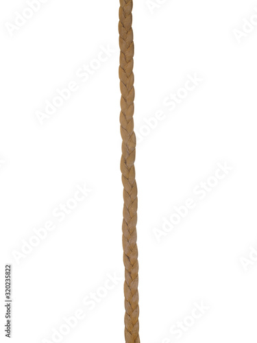 Brown braided long belt isolated on white background photo