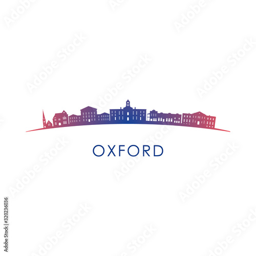 Oxford, Mississippi skyline silhouette. Vector design colorful illustration.