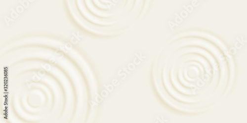 Milk ripple background. Cosmetic cream or shampoo with concentric circles on surface. Vector milk product texture template, wave creamy textures closeup