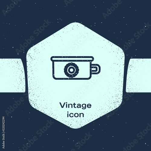 Grunge line Baby potty icon isolated on blue background. Chamber pot. Monochrome vintage drawing. Vector Illustration