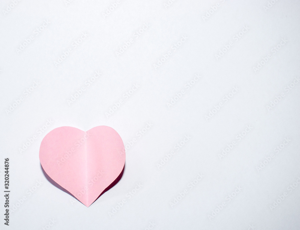 Pink paper heart with white background Pink paper heart with white background