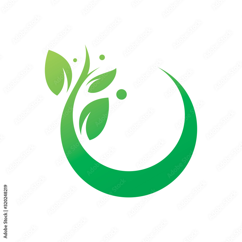 circle green leaf nature logo design circle green leaf nature logo design