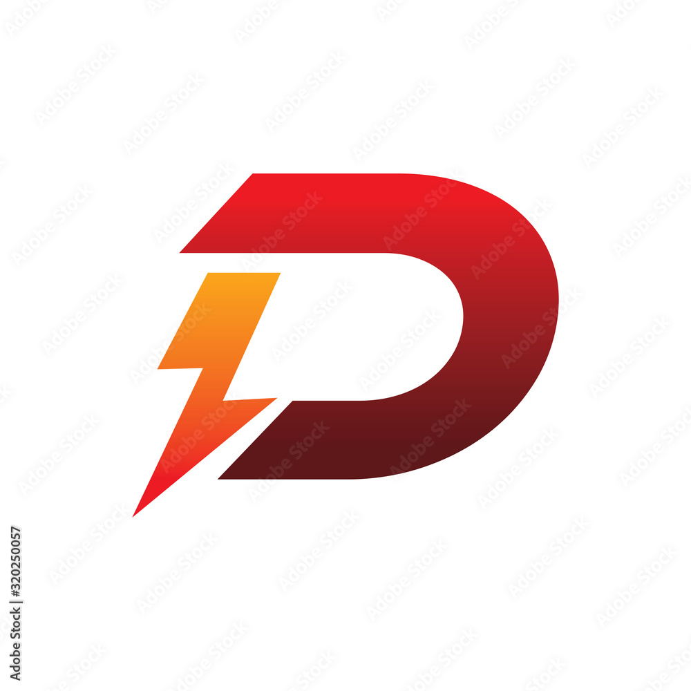 letter d red lightning electric logo design letter d red lightning electric logo design