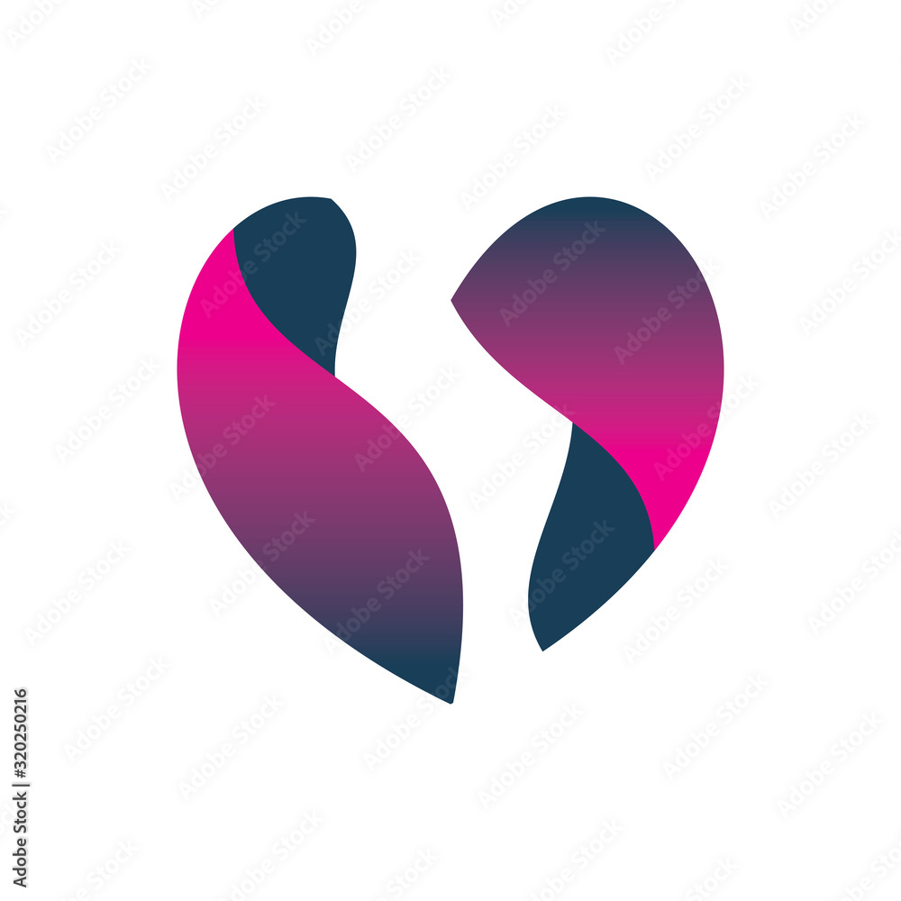 3d pink love part half logo design 3d pink love part half logo design