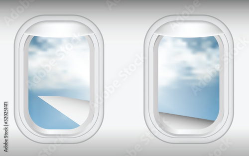 view of cloud on the blue sky at windows of the plane	