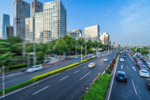 traffic on road and buildings in beijing