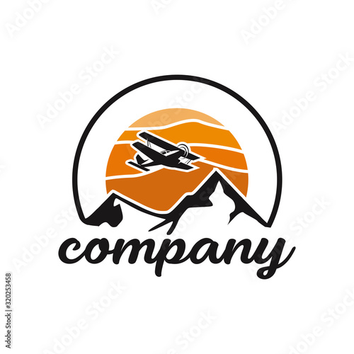 Vintage plane logo. Retro plane vector.