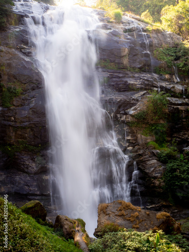 Waterfall green forest river stream landscape