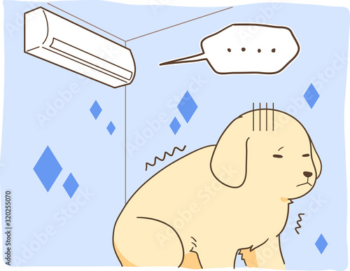 ゴールデンレトリバーの子犬（暖房の利いていない部屋）
