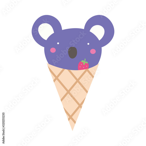 cute koala in ice cream cone