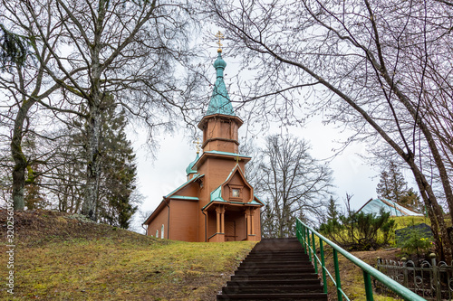 Orthodox cemetery. Overcast autumn day.