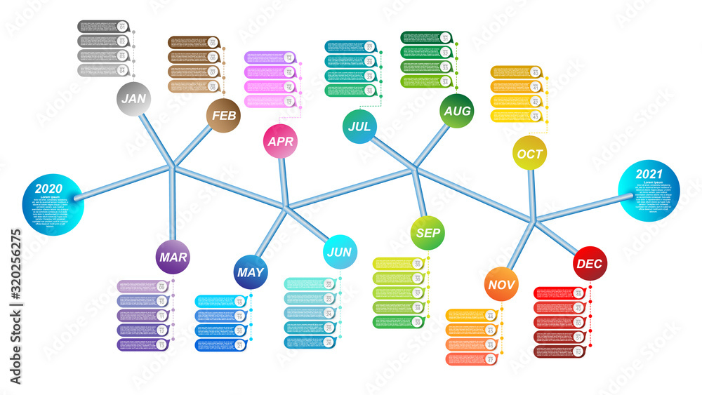 Modern business horizontal timeline process chart infographics template ...