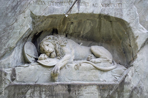 Stone lion monument the famous landmark in Lucerne