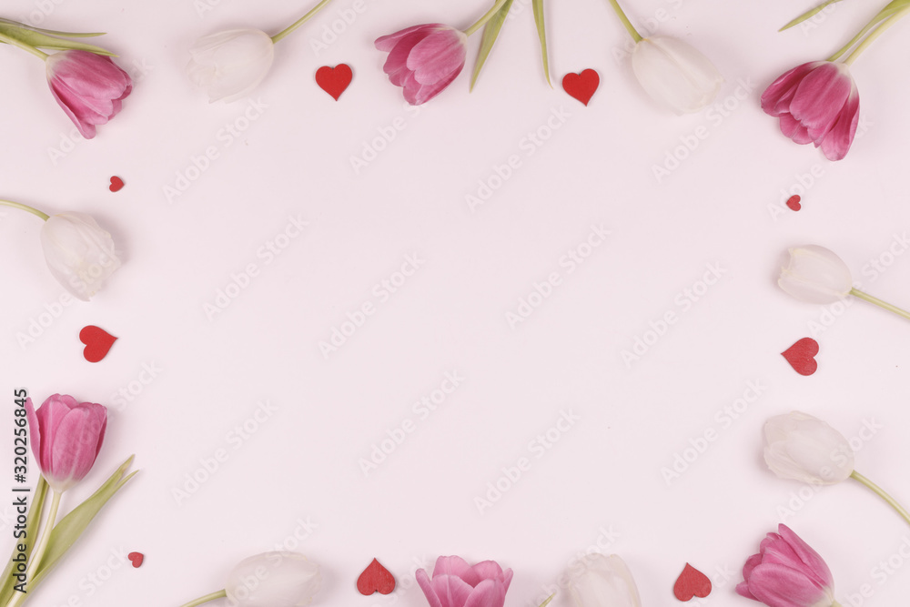 Frame made of colourful tulips Frame made of colourful tulips
