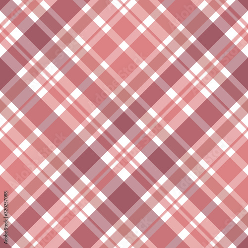 Seamless pattern in cute warm pink and white colors for plaid, fabric, textile, clothes, tablecloth and other things. Vector image. 2