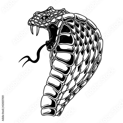 Illustration of cobra snake. Design element for poster, card, banner, flyer. Vector illustration