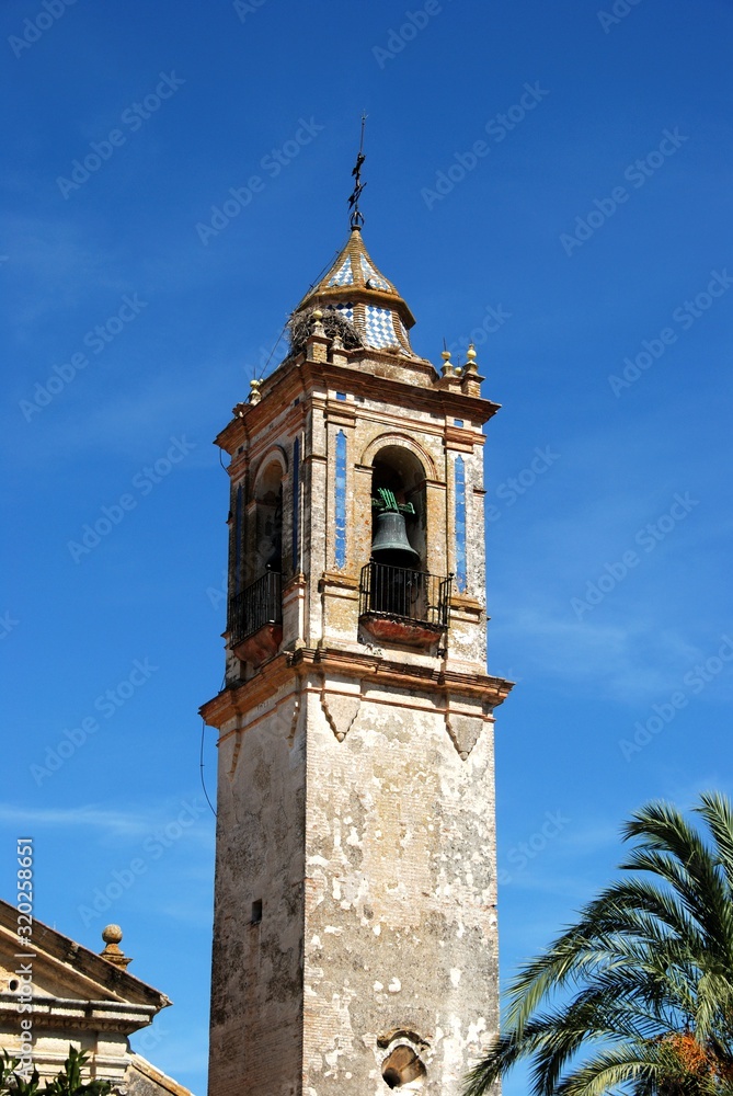 Church bell tower (Iglesia de Santo Domingo de Guzman), Bornos, Spain.