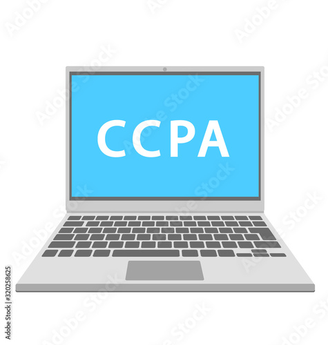 ベクター　個人情報保護　CCPA ノートPCのイラスト アイコン　プライバシー