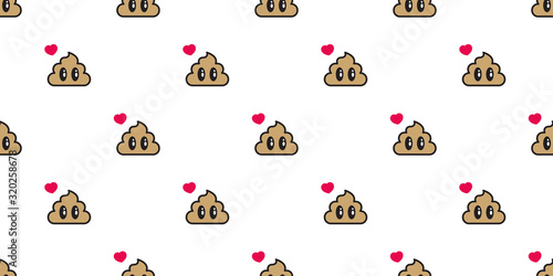 Poo seamless pattern heart vector toilet icon scarf isolated dog puppy repeat wallpaper tile background Cartoon illustration design