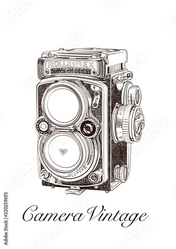 Camera Classic Sketch Vector Drawing