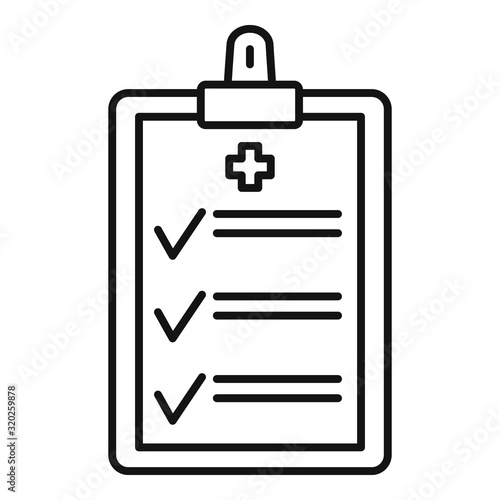 Hospital pacient cardboard icon. Outline hospital pacient cardboard vector icon for web design isolated on white background