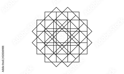 The circular pattern, geometric mandala. Intersecting straight line pattern. black and white vector illustration. Vector geometric shapes. Graphical element for design work.