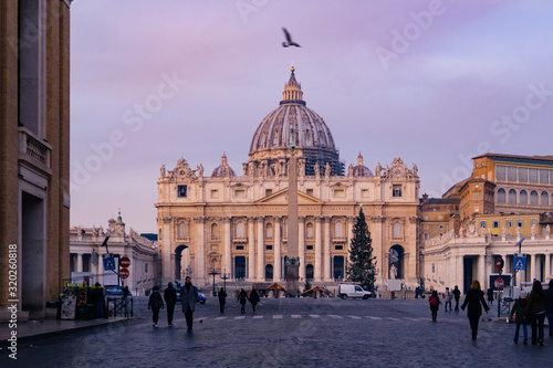 Rome, Italy - Jan 3, 2020: St. Peters Square and St. Peters Basilica  Vatican City, UNESCO World Heritage Site, Rome, Lazio, Italy, Europe © fazon