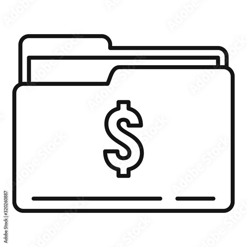 Money folder icon. Outline money folder vector icon for web design isolated on white background