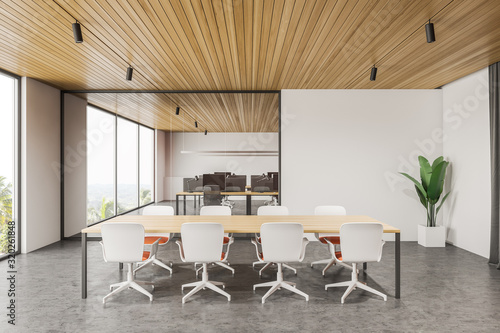 Fotografie Panoramic white meeting room interior