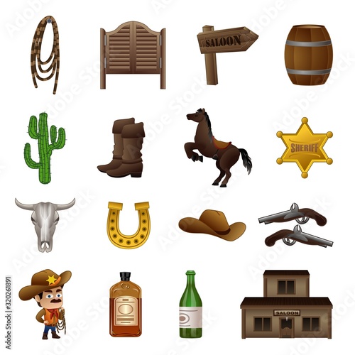 Saloon icons set. Cartoon set of saloon vector icons for web design