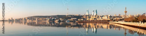 Panoramic cityscape view of Baku in the morning photo