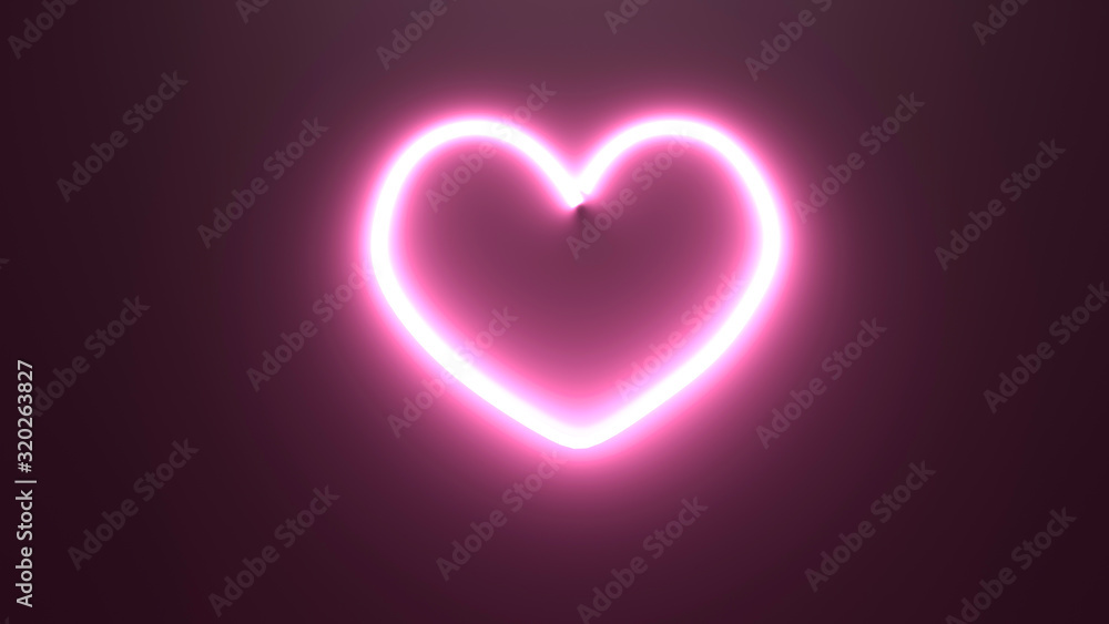 neon heart shape on the wall 3D neon heart shape on the wall 3D