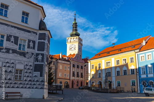 Historic old town of Mikulov in Moravia, Czech Republic.