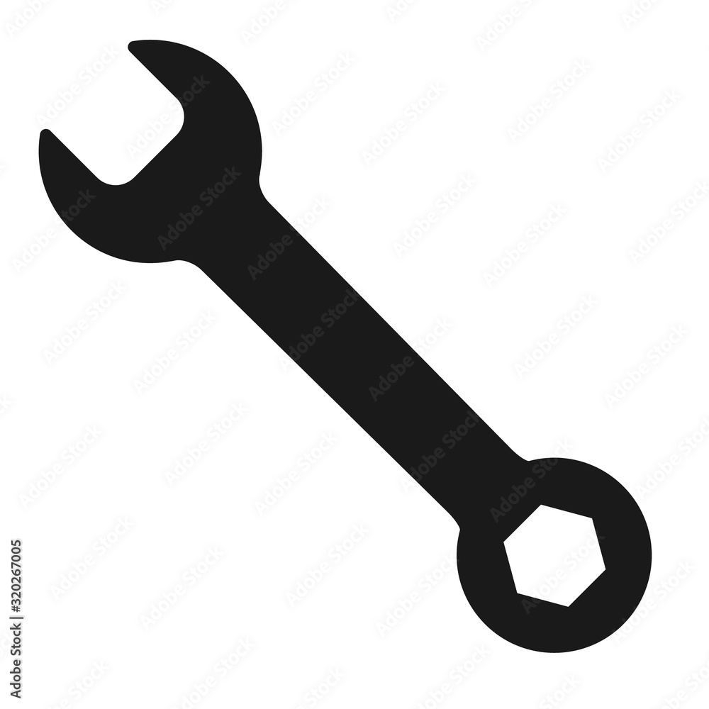 Wrench icon in flat style isolated on white background. Spanner symbol for your web site design, logo, app, UI etc Wrench icon in flat style isolated on white background. Spanner symbol for your web site design, logo, app, UI etc