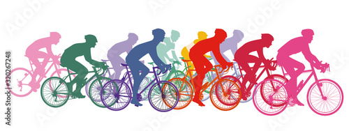 Gruppe von Radfahrern auf Rennrädern, Radrennsport